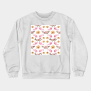 Flowers Pattern on White Background Crewneck Sweatshirt